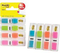 Post-it Index Mini 683-4ABP – 11,9×43,2 mm – 4 couleurs (citron, orange, rose, turquoise) – 3×35