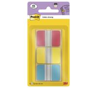 Post-it Index de classement adhésifs forts, format moyen, bleu, rouge et jaune, 25,4 mm x 38,1 mm, 66 onglets/trieur, 1 trieur/boîte