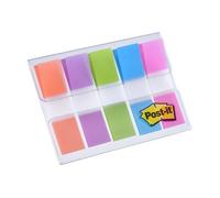 Post-it Marque-pages étroits plastique 11,9 x 43,2 mm distributeur 20 feuilles couleurs assorties