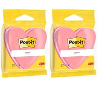 Post-it - L1032 - Note fantaisie - Forme cœur - 225 feuilles - Rose (Lot de 2)