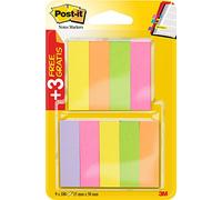 Post-It Marque-Pages En Papier , Couleurs Assorties, 15 mm x 50 mm, Pack Promotionnel, 100 Feuilles, 6 Blocs + 3 Gratuits