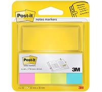 Post-it Marque-pages en papier – Couleurs néon, 20×38 mm, 4 blocs de 50 feuilles