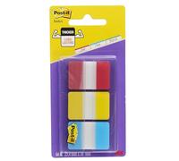 Post-it Marque-Pages Rigides, Pack de 1 Distributeur de 66 Marque-pages Adhésifs, 25.4 mm x 38 mm, Jaune, Rouge, Bleu Couleurs - Pour Marquer, Surligner ou Codifier des Informations