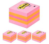 Post-it Mini-cube Notes repositionnables 51 x 51 mm Rose Néon, Paquet de 4
