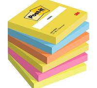 POST-IT Notes adhésifs Notes Energetic Collection 76x76 mm, assortis, 6 x 100 feuilles