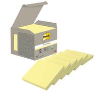 Post-it Notes adhésives en mini tour, 100 feuilles, papier recyclé, jaune, 76 x 76 mm