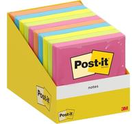 Bloc de notes Post-it, 76 x 76 mm, couleurs assorties, 100 feuilles, lot de 10 blocs