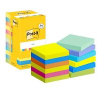 Post-it Notes Autocollantes, Couleurs Energetic, Pack de 8 Blocs + 4 GRATUITS, 100 Feuilles par Bloc, 76 mm x 76 mm - Feuillets Adhésifs pour Prise de Notes, Listes de Tâches et Rappels