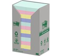 Post-it Notes repositionnables recyclées 38 x 51 mm – 24 blocs de 100 feuilles – Couleurs assorties