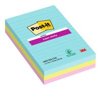Post-it Grandes Notes Super Sticky Lignées 3 Blocs (270 Feuilles) 101x152mm | Notes Autocollantes Super Adhésives pour Réunions, Listes et Rappels ; Repositionnables, Adhèrent aux Surfaces Verticales