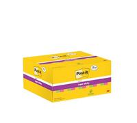 3M Post-it Super Sticky Notes Promotion 622P24SC, 24 blocs de 90 feuilles dans un carton à prix avantageux, ultra-rose, -jaune, vert fluo, 48 mm x 48 mm, non cellophané individuellement, certifié PEFC