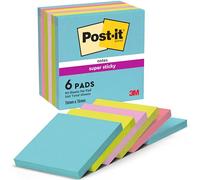 Post-it Notes Autocollantes Super Sticky, Couleurs Cosmic, 6 Blocs 76 mm x 76 mm, 90 Feuilles par Bloc - Feuillets Super Adhésifs pour Prise de Notes, Listes de Tâches et Rappels