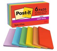 Notes couleurs Playful Super Sticky Post-it 76 x 127 mm - bloc de 90 feuilles