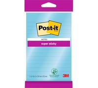 Post-it Notes Autocollantes Super Sticky, Grand Format, Bleu, Lignées, 1 Bloc, 45 Feuilles, 102 mm x 152 mm - Feuillets Super Adhésifs pour Prise de Notes, Listes de Tâches et Rappels