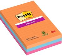 Notes lignées repositionnables couleurs Boost Super Sticky Post-it 101 x 152 mm assortis - bloc de 90 feuilles