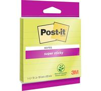 Post-it Notes Autocollantes Super Sticky, Grand Format, Vert, Lignées, 1 Bloc, 70 Feuilles, 101 mm x 101 mm - Feuillets Super Adhésifs pour Prise de Notes, Listes de Tâches et Rappels