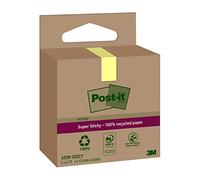 Post-it Notes Autocollantes Super Sticky, Recyclés, Pack de 3 Blocs, 70 Feuilles par Bloc, 47.6 mm x 47.6 mm, Jaune Canari - Notes Autocollantes Fabriquées à partir de Papier 100% Recyclé