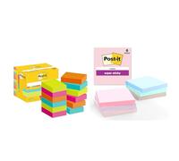 Post-it Notes, Couleurs Poptimistic, Pack de 12 Blocs, 100 Feuilles par Bloc,38 mm x 51 mm, Rose & Super Sticky Notes, Couleurs Soulful, Pack de 6 Blocs, 90 Feuilles par Bloc, 76 mm x 76 mm