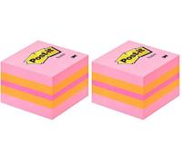Post-it Notes, Mini Cube, 400 Feuilles, 51 mm x 51 mm, Jaune, Orange, Rose - Notes Autocollantes pour Prise de Notes, Listes de Tâches et Rappel (Lot de 2)