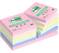 Post-it Notes, Papier Recyclé, 12 Blocs (1200 Feuilles), 76 mm x 76 mm | Notes Autocollantes en Papier Recyclé pour Rappels, Planification et Études ; Adhèrent et se Retirent Proprement