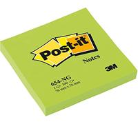 3M Post-it Notes 654NGR, 76 mm x 76 mm, vert fluo, 1 bloc de 100 feuilles x72 morceau