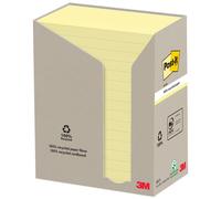 Post-it Notes repositionnables recy s 76 x 127 mm - Jaune - Tour 16 blocs de 100 feuilles