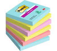 Post-it Notes repositionnables Super Sticky Cosmic 76 x 76 mm - Assorties - Lot 6 blocs de 90 feuilles