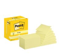 3M Post-it Z-Notes R350, 76 mm x 76 mm, jaune, 1 paquet = 12x 1 bloc à 100 feuilles x12 morceau