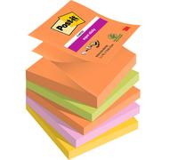 Post-it Z-Notes Autocollantes Super Sticky, Couleurs Boost, Pack de 5 Blocs, 90 Feuilles par Bloc, 76 mm x 76 mm - Feuillets Super Adhésifs pour Prise de Notes, Listes de Tâches et Rappels