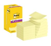 Post-it Z-Notes Autocollantes Super Sticky, Pack de 12 Blocs, 90 Feuilles par Bloc, 76 mm x 76 mm, Jaune Pastel - Feuillets Super Adhésifs pour Prise de Notes, Listes de Tâches et Rappels