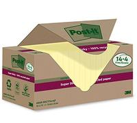 Post-it Notes repositionnables Super Sticky – Lot 14+4 (18 blocs) – Jaune 76×76 mm 70 feuilles