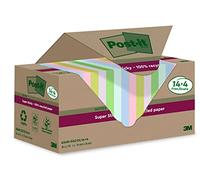 Post-it Notes Super Sticky, Papier Recyclé, 14 Blocs + 4 GRATUITS, 76x76mm | Notes Autocollantes, Papier Recyclé, Super Adhésives aussi sur Surfaces Verticales pour Rappels, Listes et Planification