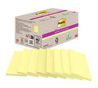 Post-it Notes Super Sticky Recy s 76 x 127 mm 3M - Boite de 8 blocs rectangulaires de 70 feuilles - Jaune Canari