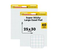 Post-it Super Sticky Meeting Charts, Pack de 2 Blocs avec 30 Feuilles, 63.5 cm x 76.2 cm, Couleur Blanche - Paperboard Adhésif Repositionnable pour Réunions et Sessions de Brainstormi