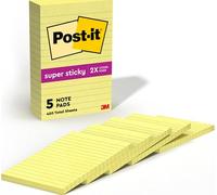 Post-it Super Sticky Notes 660-5SSCY Lot de 5 blocs-notes repositionnables Jaune canari 10,2 x 15,2 cm
