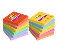 Post-it Super Sticky Notes, Couleurs Soulful, Pack de 6 Bloc & Notes Super Sticky, Couleurs Carnival, Pack de 6 Blocs, 90 Feuilles par Bloc, 76 mm x 76 mm - Notes Super Adhésives