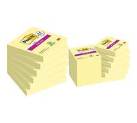 Post-it Super Sticky Notes, Jaune Canari, Pack Promo, 8 + 4 Blocs Gratuits, 90 Feuilles par Bloc, 47,6 mm x 47,6 mm & Notes Post-it Super Sticky, Couleur Jaune Canari, 76 mm x 76 mm, 90 feuilles/bloc