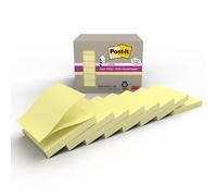 Post-it Super Sticky Z-Notes Recy s 76 x 76 mm 3M - Boite de 8 blocs carrés de 70 feuilles dont 2 gratuits - Jaune Canari