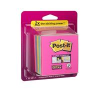 3M Post-it Super Sticky Cube 2028-SS-RBWC 1 cube de 440 feuilles, rouge coquelicot, turquoise, ultra jaune, bleu, rouge coquelicot, 76 mm x 76 mm, certifié PEFC x12 morceau