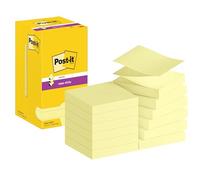 Post-it Z-Notes Autocollantes Super Sticky – 12 blocs de 90 feuilles 76 x 76 mm Jaune pastel
