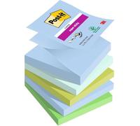 Post-it Z-Notes Autocollantes Super Sticky – 5 blocs de 90 feuilles 76×76 mm, Couleurs Oasis