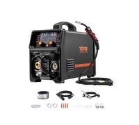 VEVOR Poste à Souder MIG, 200 A, Machine de Soudage Synergique Soudeuse Portable MIG sans Gaz au Gaz MMA Lift MIG PLUSE 5 en 1, avec Technologie Onduleur IGBT, Écran LCD, Torche Lift TIG Non Incluse