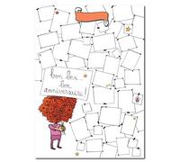Poster Anniversaire à remplir | Grande Carte Cadeau & Livre d’Or | Format XL | Affiche Illustrée Festive | 40 Cases à personnaliser | Sans Cadre (Fleur)