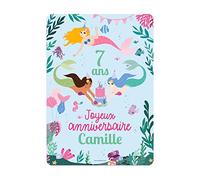 Poster Autocollant Anniversaire Enfant - A3 29,7 cm x 42,0 cm - Affiche souvenir Personnalisée avec prénom et âge - Sirènes