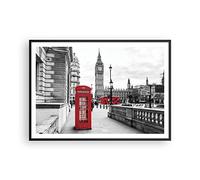 Poster Cadre Noir 100x70 cm Affiche Architecture Noir et Blanc - 4326 - P2B | Hangar Téléphone Londres Poster Mural Moderne Décoratif Art Mural Impression d'Art Salon Chambre Tableau Décoration ARTTOR