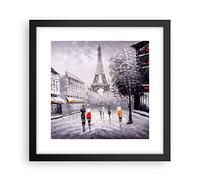 Poster Cadre Noir 30x30 cm Affiche Architecture Personnes - 2961 - P2B | Paris Eiffel Poster Mural Moderne Décoratif Art Mural Impression d'Art Salon Chambre Cuisine Tableau Décoration ARTTOR