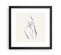 Poster Cadre Noir 30x30 cm Affiche Noir et Blanc Personnes - 5045 - P2B | Femme Esquisser Dessin Poster Mural Moderne Décoratif Art Mural Impression d'Art Salon Chambre Tableau Décoration ARTTOR