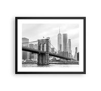Poster Cadre Noir 50x40 cm Affiche Architecture Noir et Blanc - 4245 - P2B | Pont Brooklyn ET Poster Mural Moderne Décoratif Art Mural Impression d'Art Salon Chambre Cuisine Tableau Décoration ARTTOR