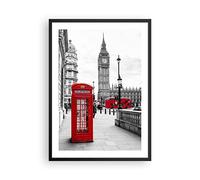 Poster Cadre Noir 50x70 cm Affiche Architecture Noir et Blanc - 4326 - P2B | Hangar Téléphone Londres Poster Mural Moderne Décoratif Art Mural Impression d'Art Salon Chambre Cuisine ARTTOR
