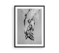 Poster Cadre Noir 50x70 cm Affiche Noir et Blanc Personnes - 4566 - P2B | Manuellement Écrit Mains Poster Mural Moderne Décoratif Art Mural Impression d'Art Salon Chambre Cuisine ARTTOR
